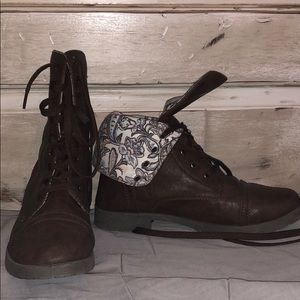 Brown combat boots